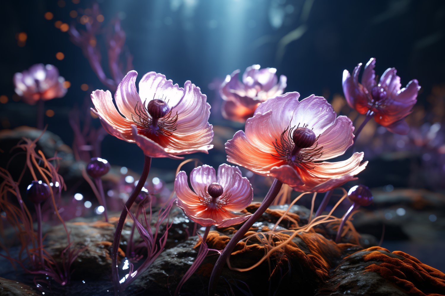 Underwater crystal flowers plant Wallpaper 75