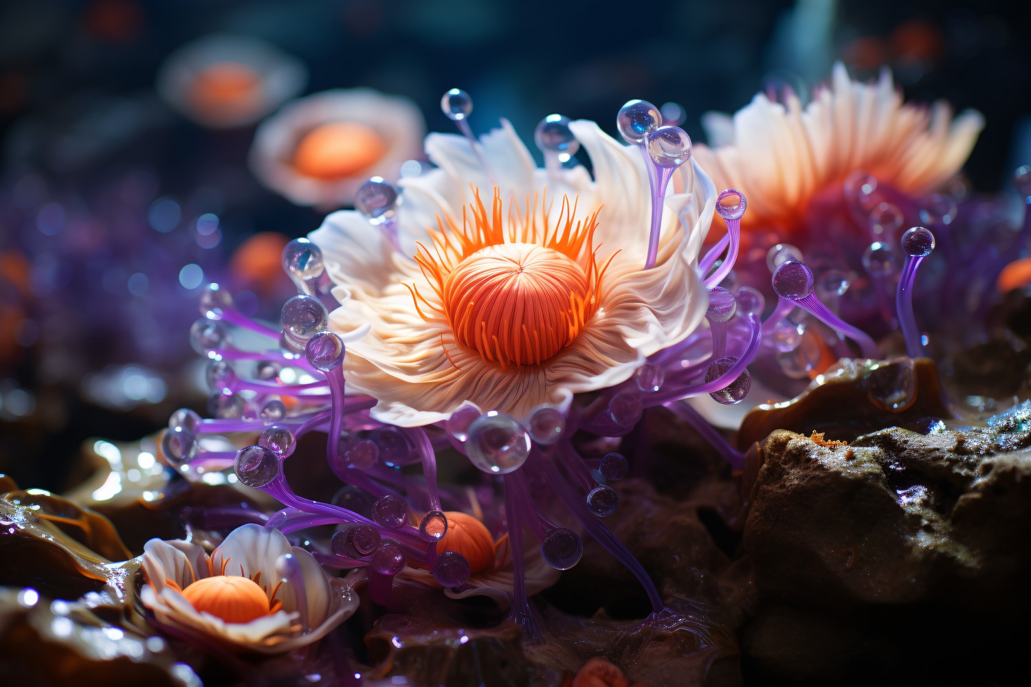 Sea Anemone Glowing Underwater Scene 85