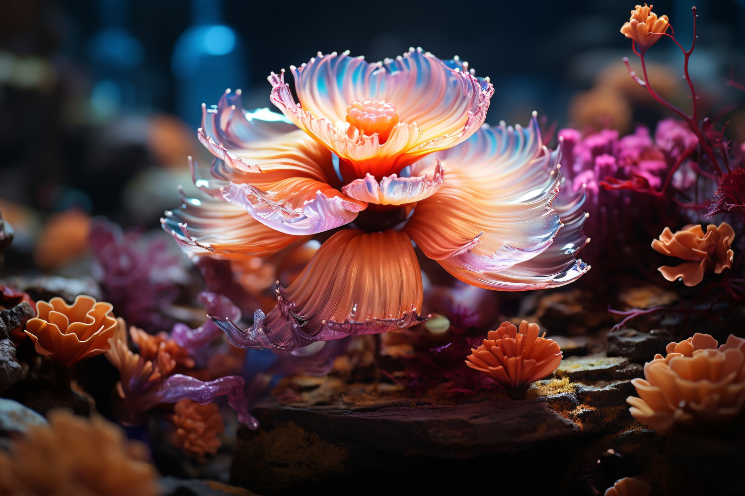 Sea Anemone Glowing Underwater Scene 88