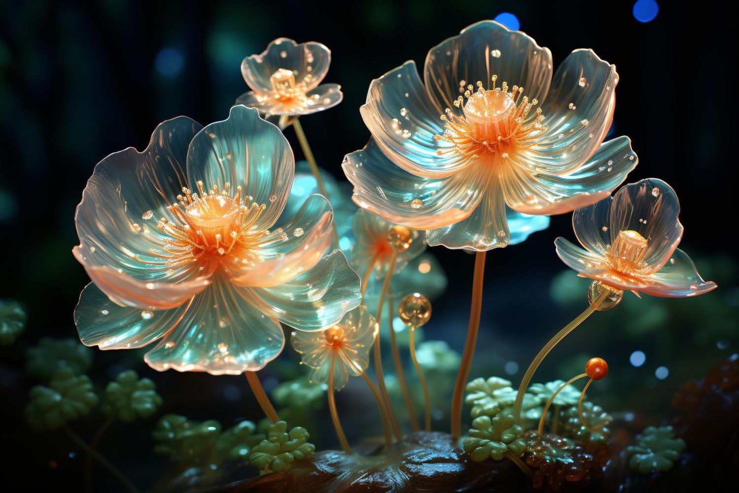 Sea Anemone Glowing Underwater Scene 97