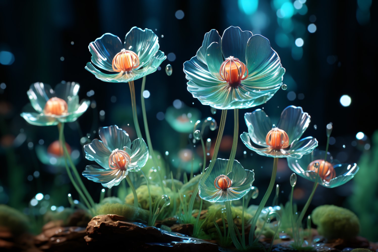 Sea Anemone Glowing Underwater Scene 100