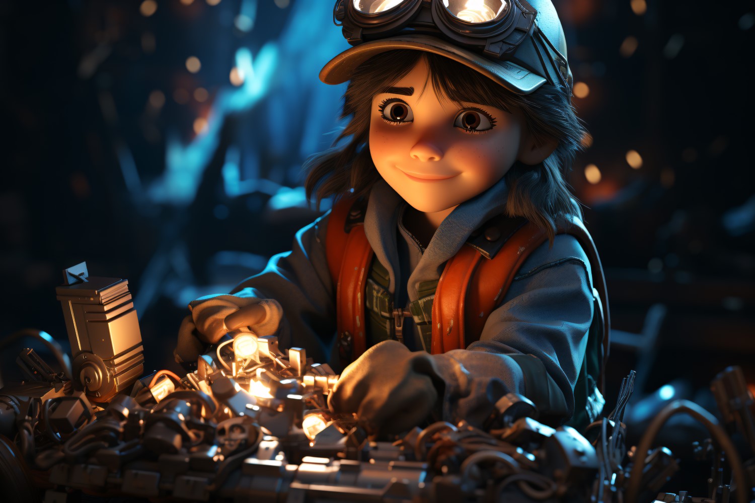 3D Character Child Boy Welder with relevant environment 1