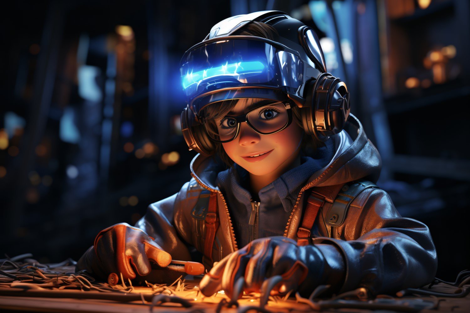 3D Character Child Boy Welder with relevant environment 2