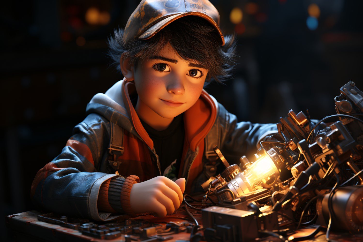 3D Character Child Boy Welder with relevant environment 3