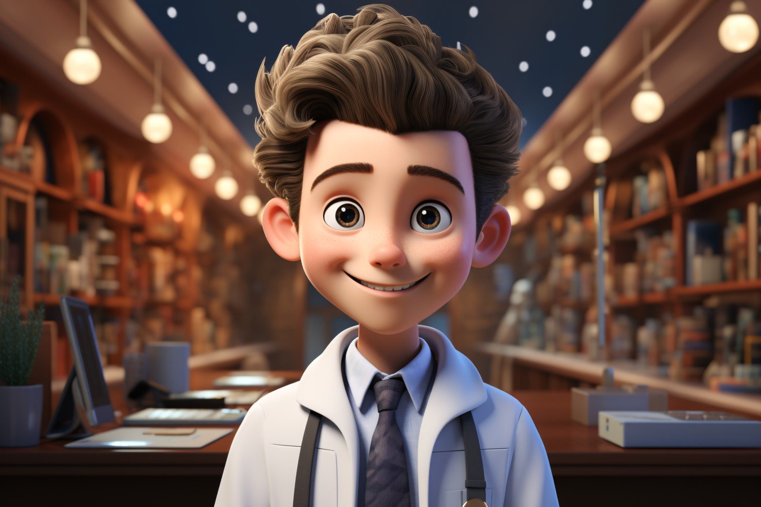 3D Character Child Boy Doctor with relevant environment2