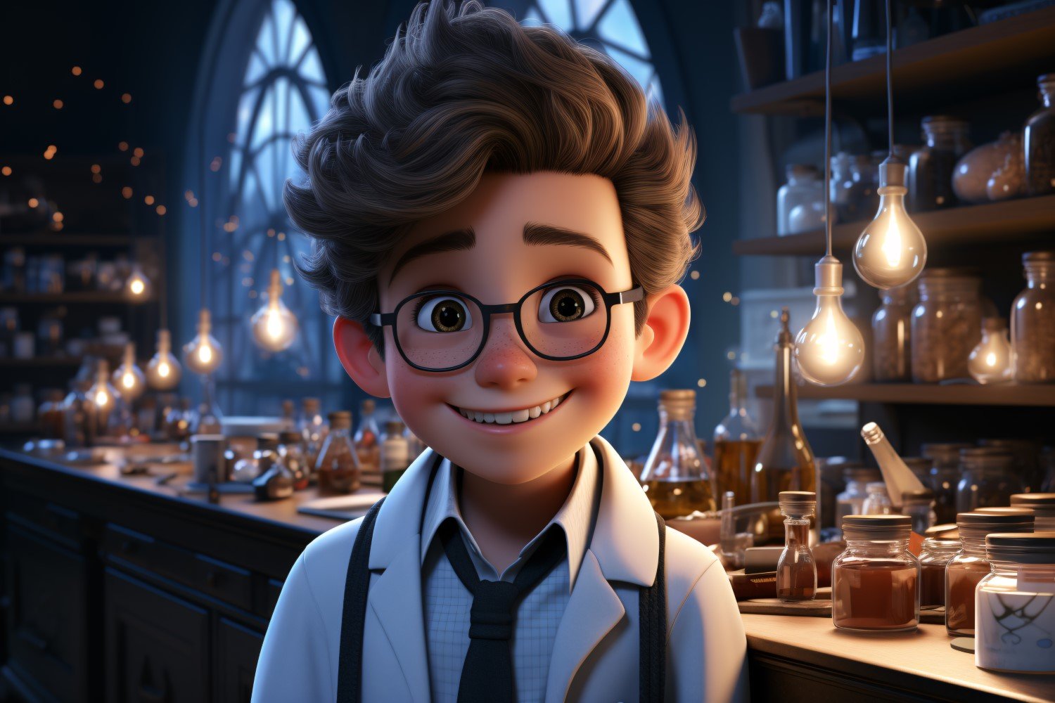 3D Character Child Boy scientist with relevant environment 4.