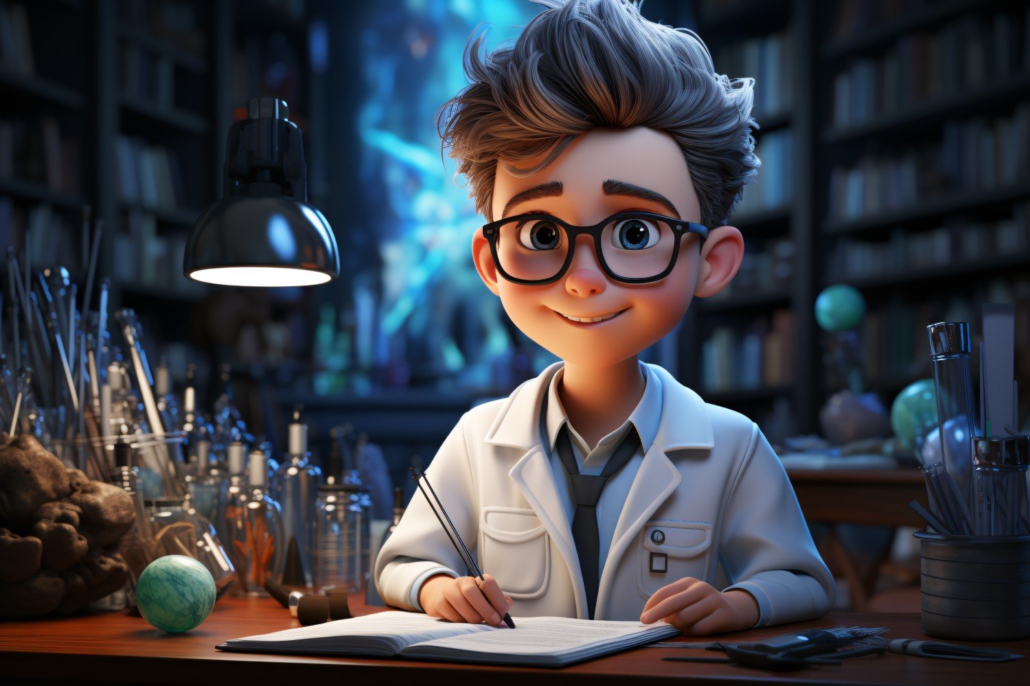 3D Character Child Boy scientist with relevant environment 5.