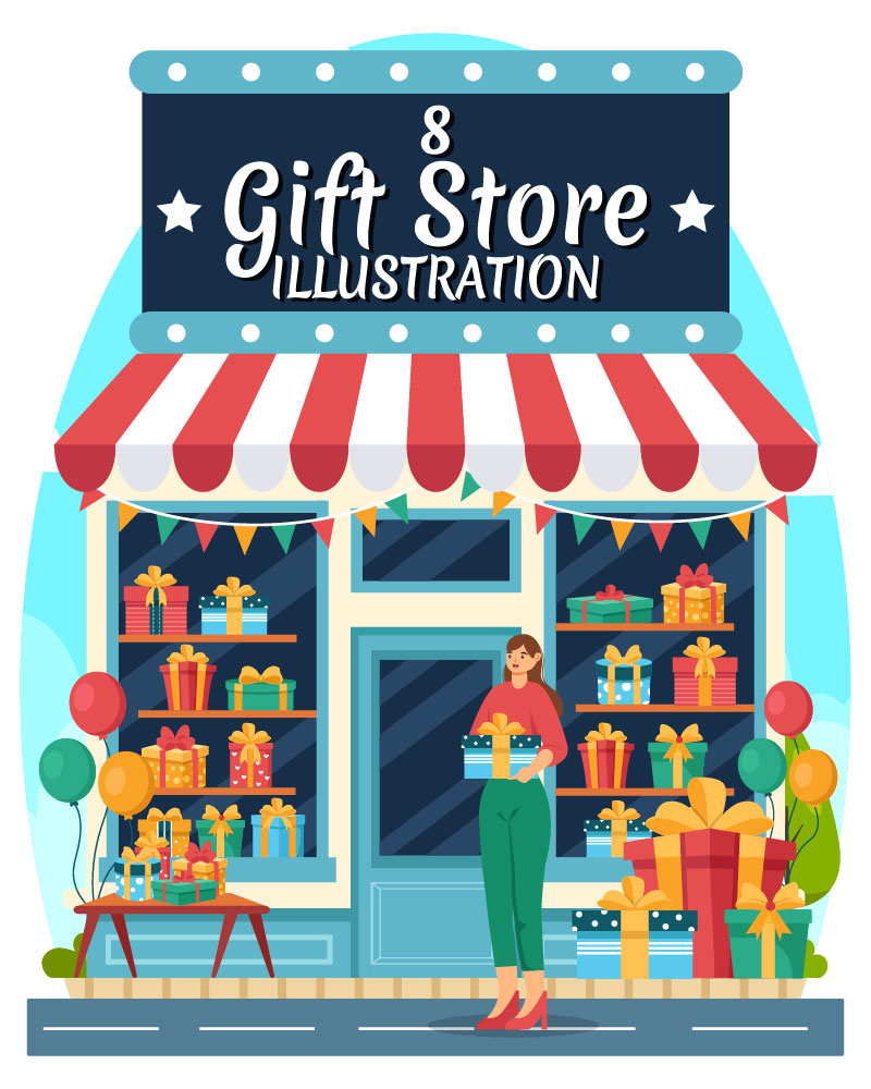 8 Gifts Store Design Illustration