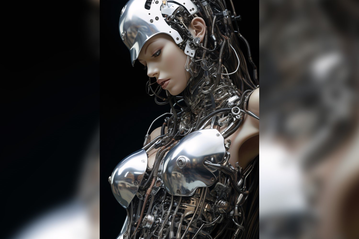 Anthropomorphic Female robot futuristic techno Cyberpunk 14