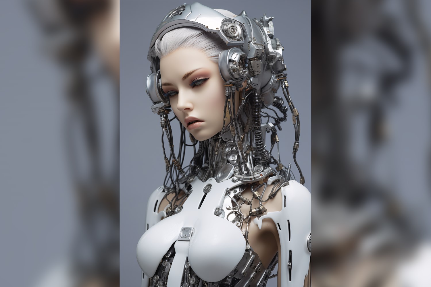 Anthropomorphic Female robot futuristic techno Cyberpunk 16