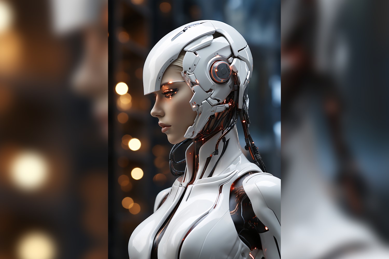 Anthropomorphic Female robot futuristic techno Cyberpunk 28