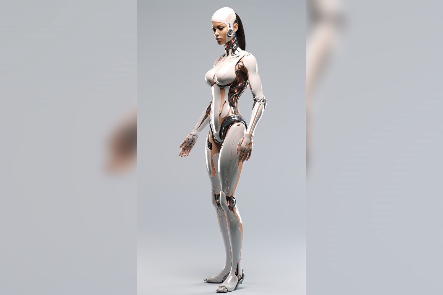 Anthropomorphic Female robot futuristic techno Cyberpunk 60