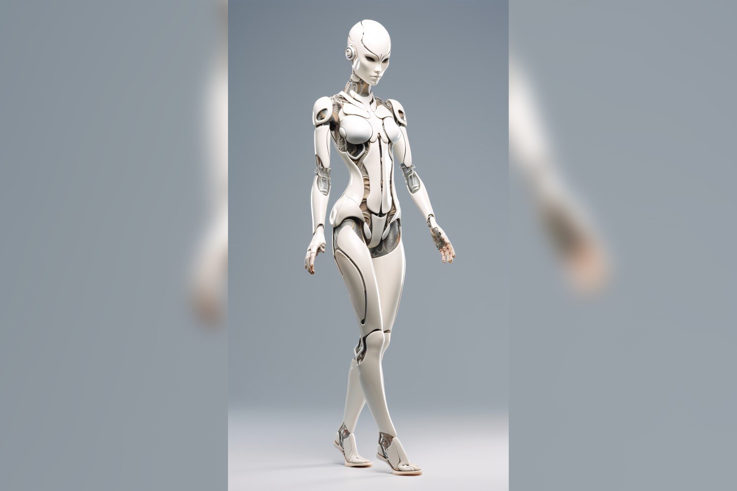 Anthropomorphic Female robot futuristic techno Cyberpunk 64