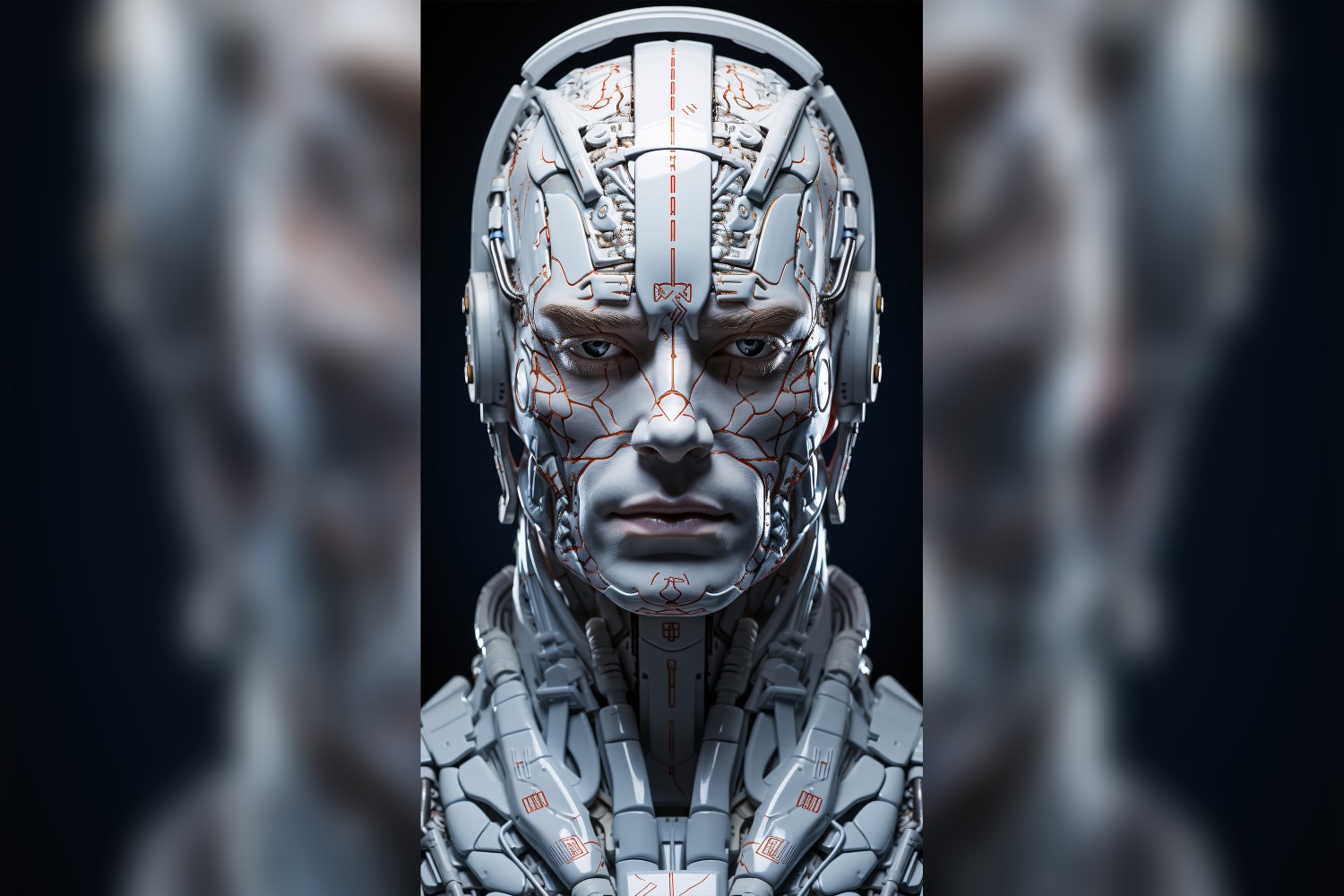 Close-up anthropomorphic Female robot Frostpunk Portraiture 104