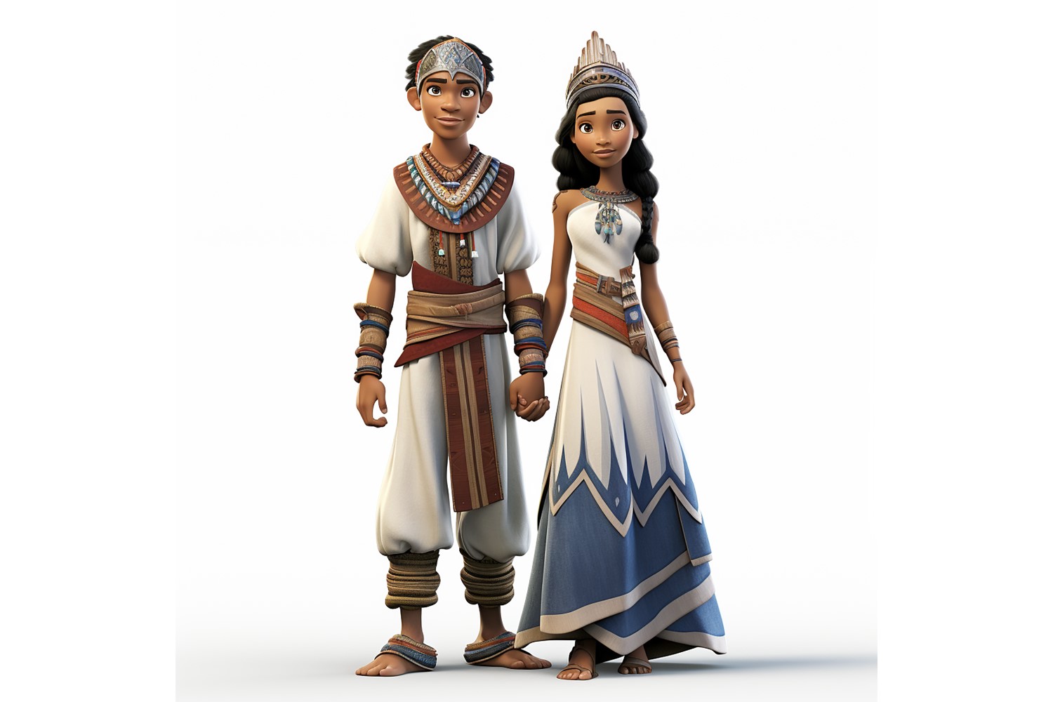 Boy & Girl couple world Races in traditional cultural dress 04