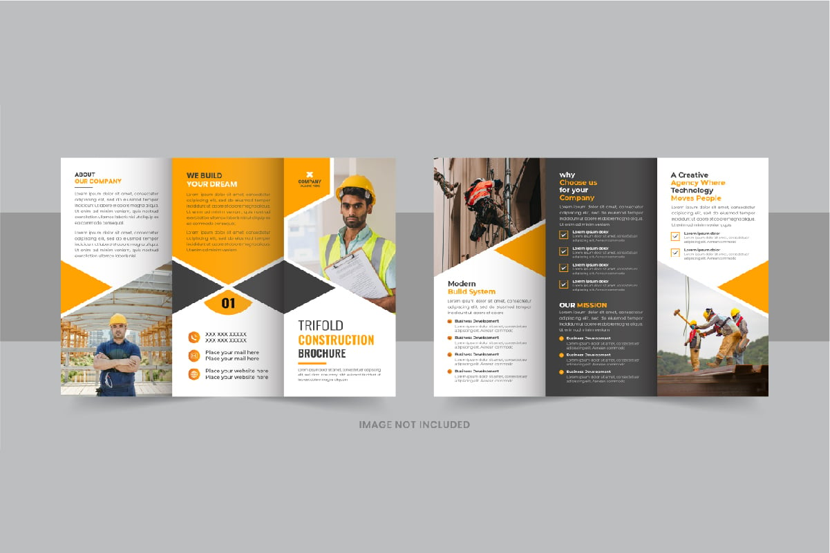 Construction trifold brochure or home renovation trifold brochure