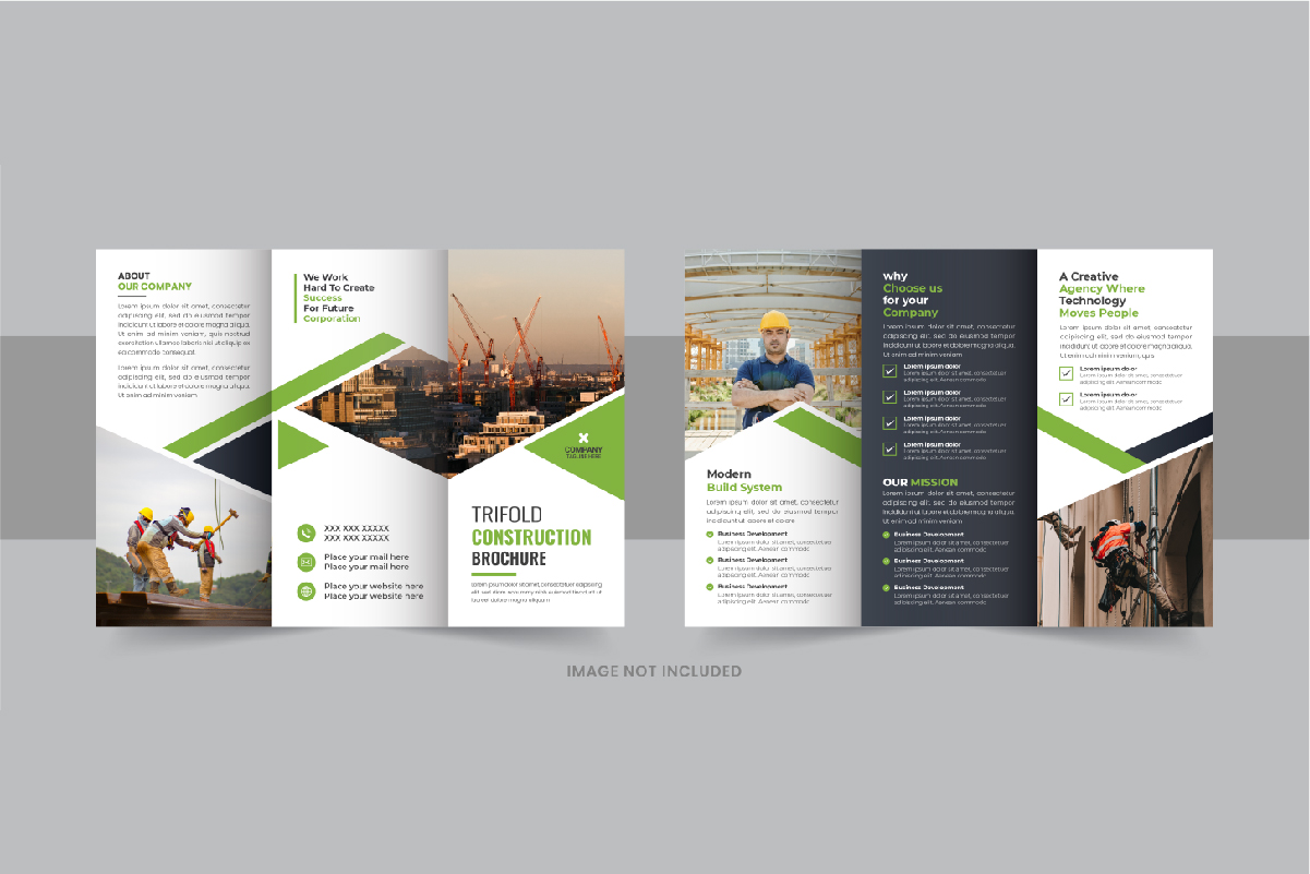 Construction trifold brochure or home renovation trifold brochure design