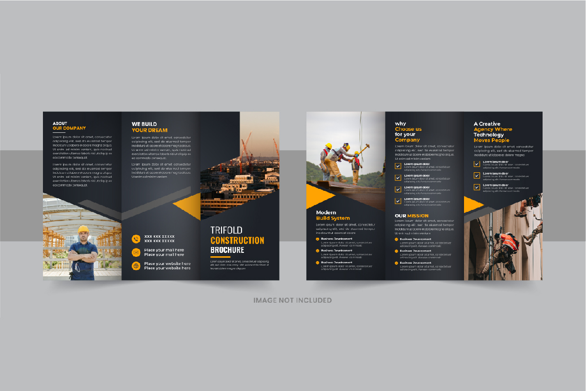 Construction trifold brochure or home renovation trifold brochure design template