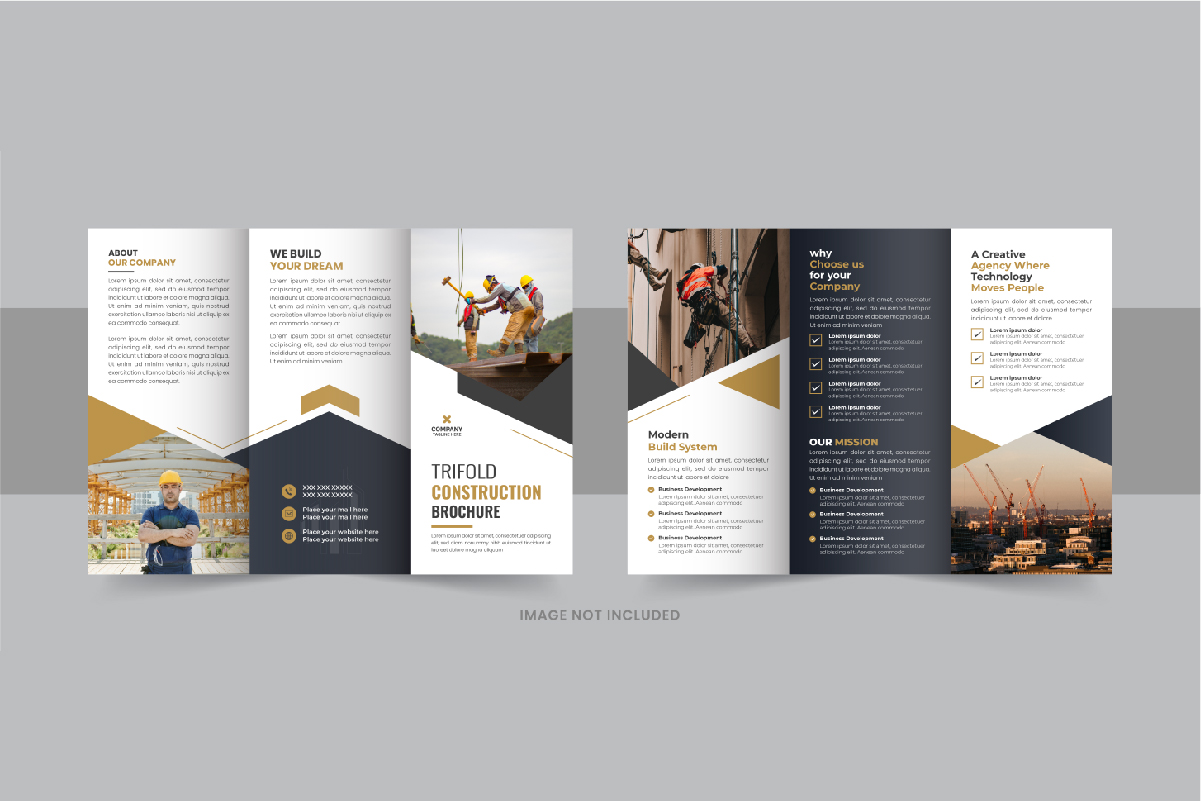 Construction trifold brochure or home renovation trifold brochure template design