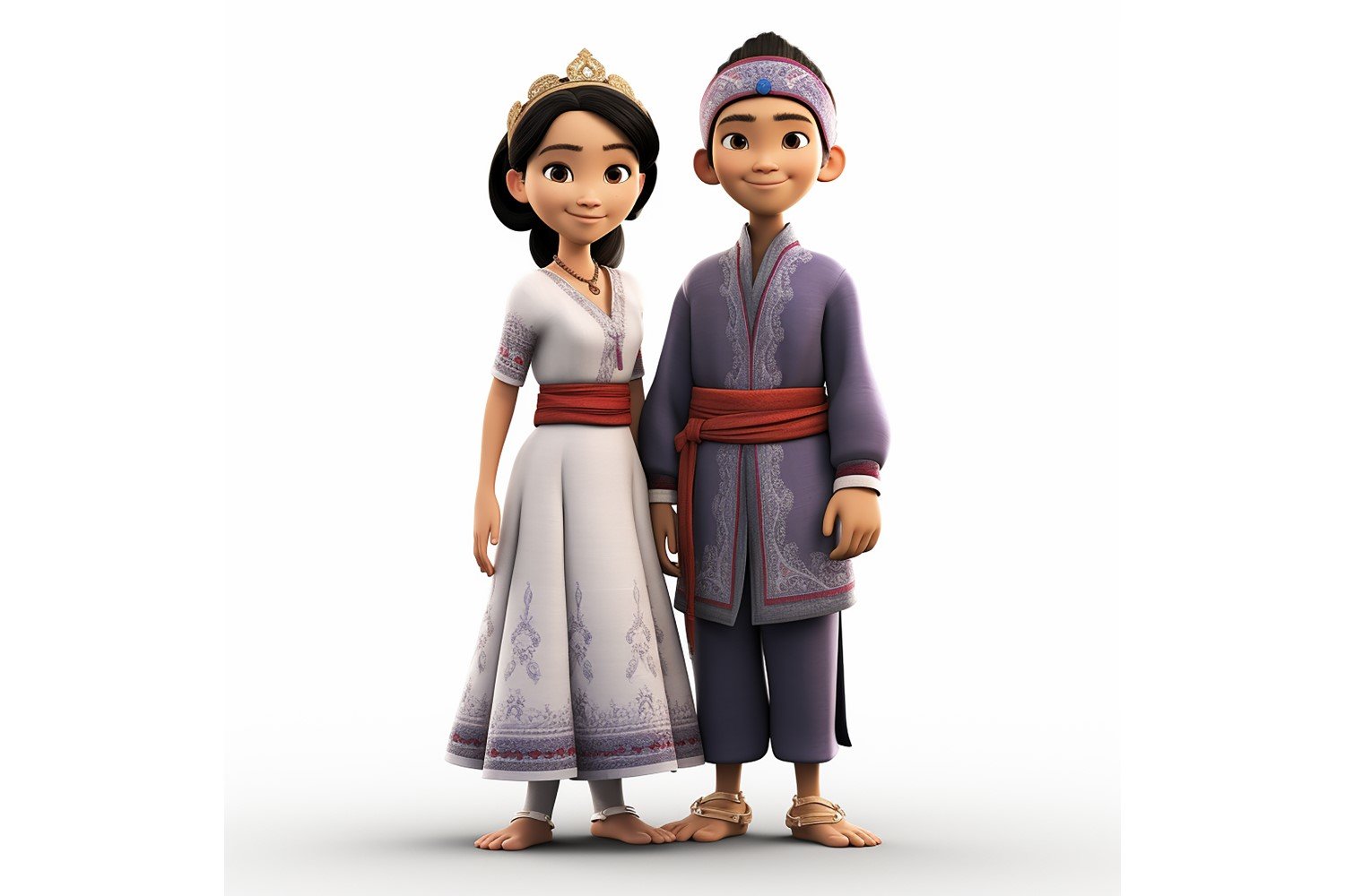 Boy & Girl couple world Races in traditional cultural dress 65