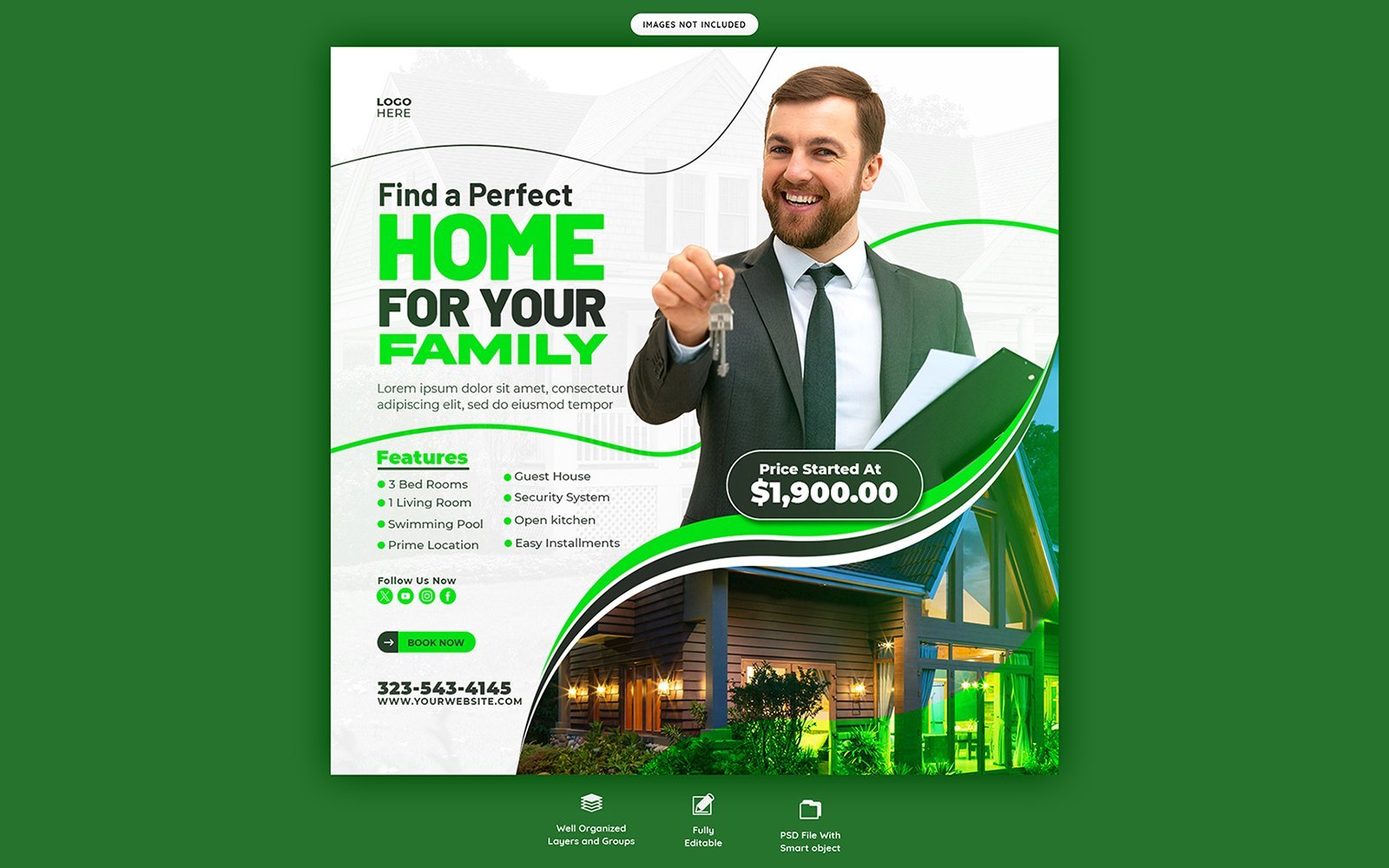 Real Estate House Property Social   Media  Template