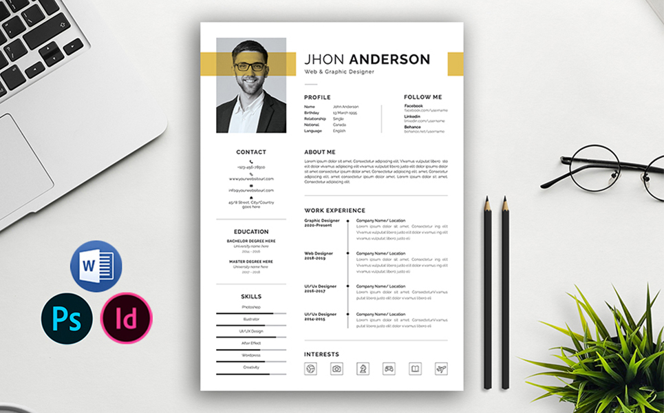 John Andersom Indesign Resume Template