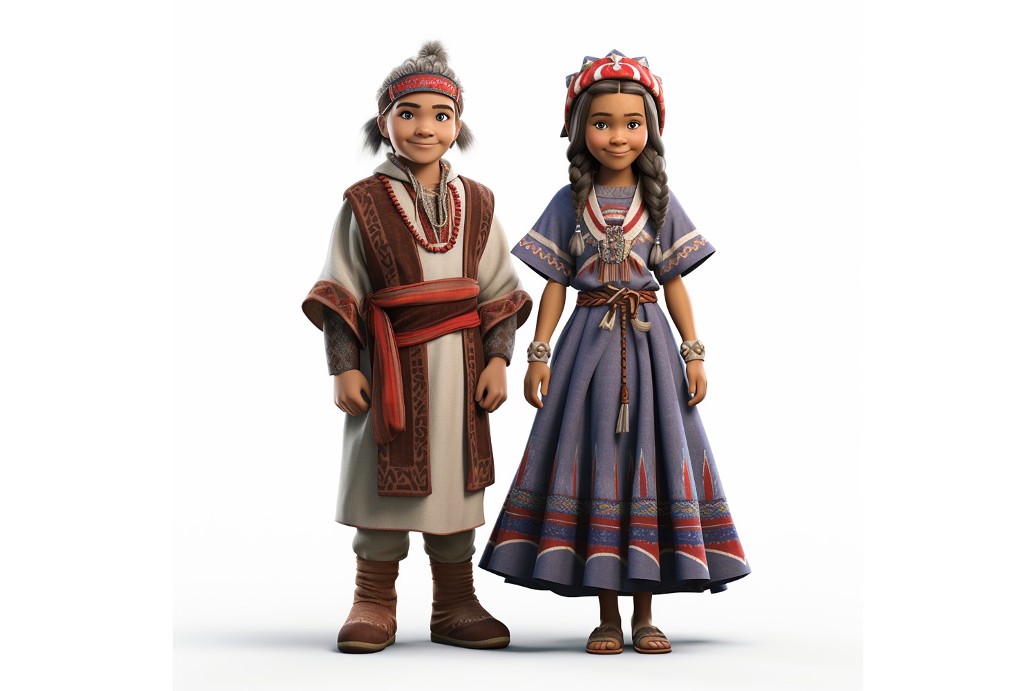 Boy & Girl couple world Races in traditional cultural dress 93