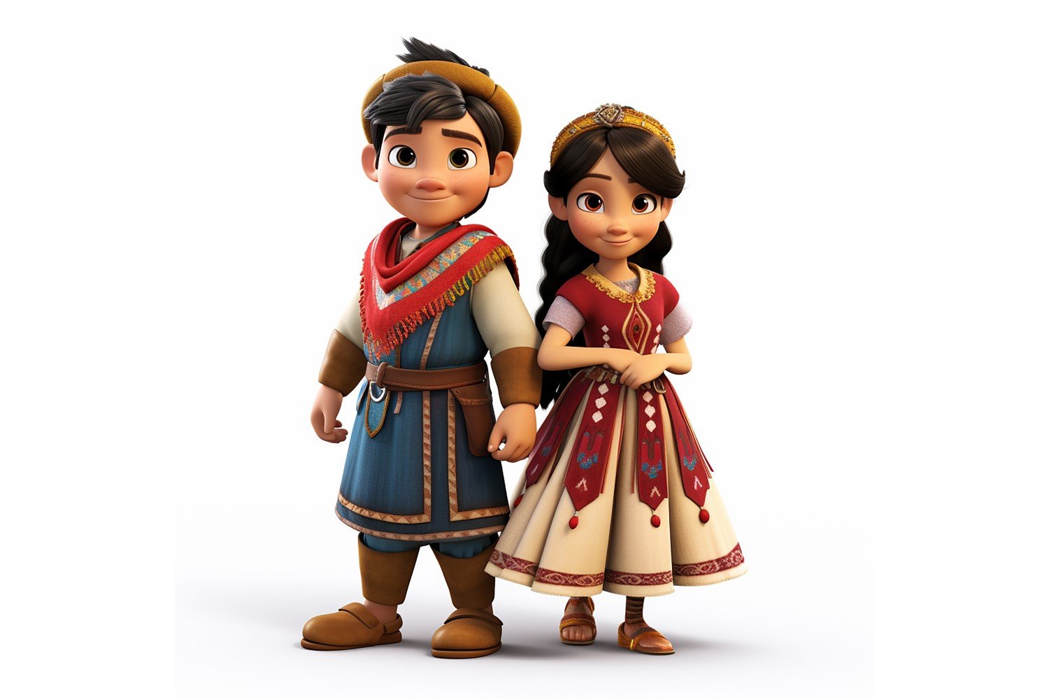 Boy & Girl couple world Races in traditional cultural dress 66.