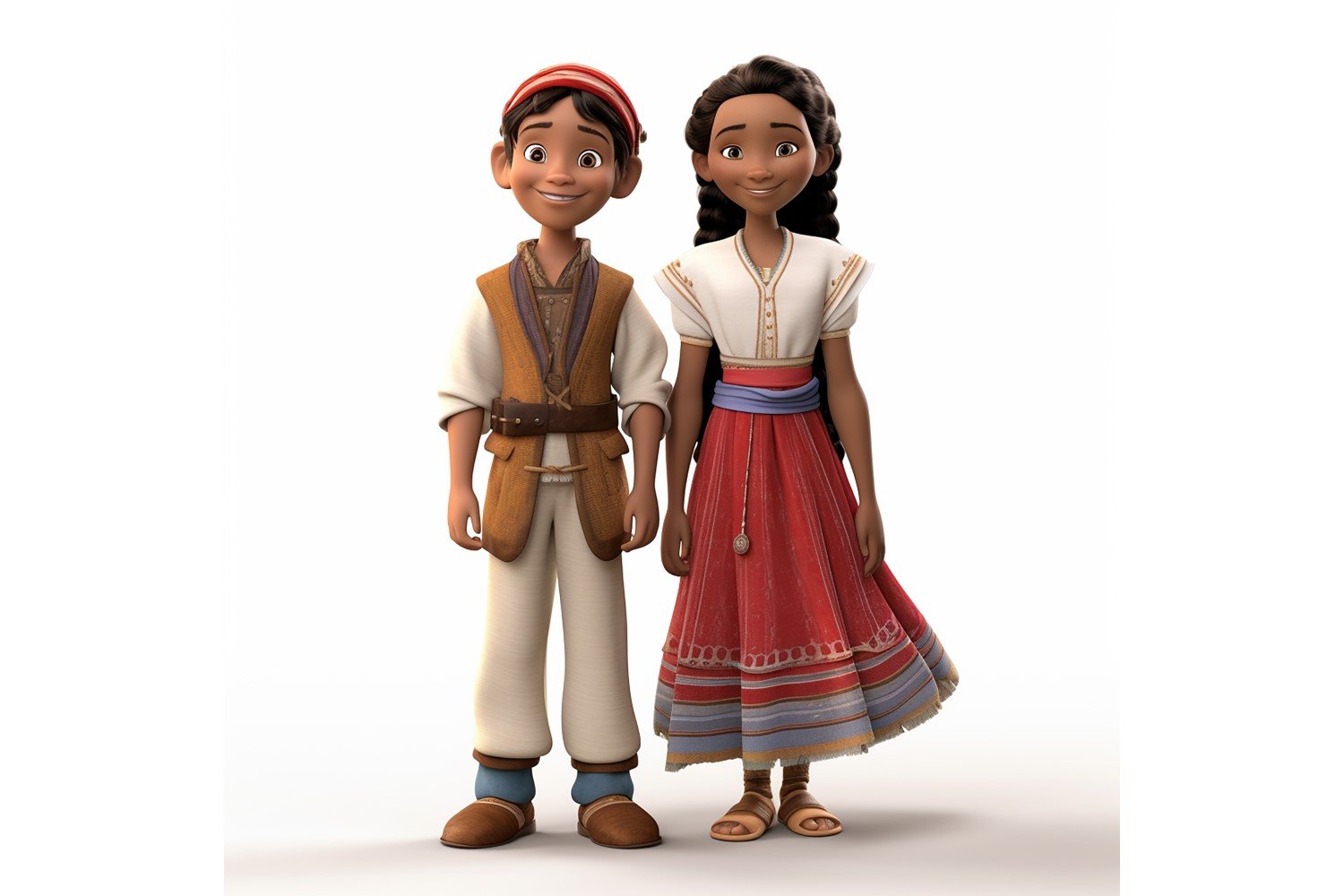 Boy And Girl Couple World Races In Traditional Cultural Dress 101