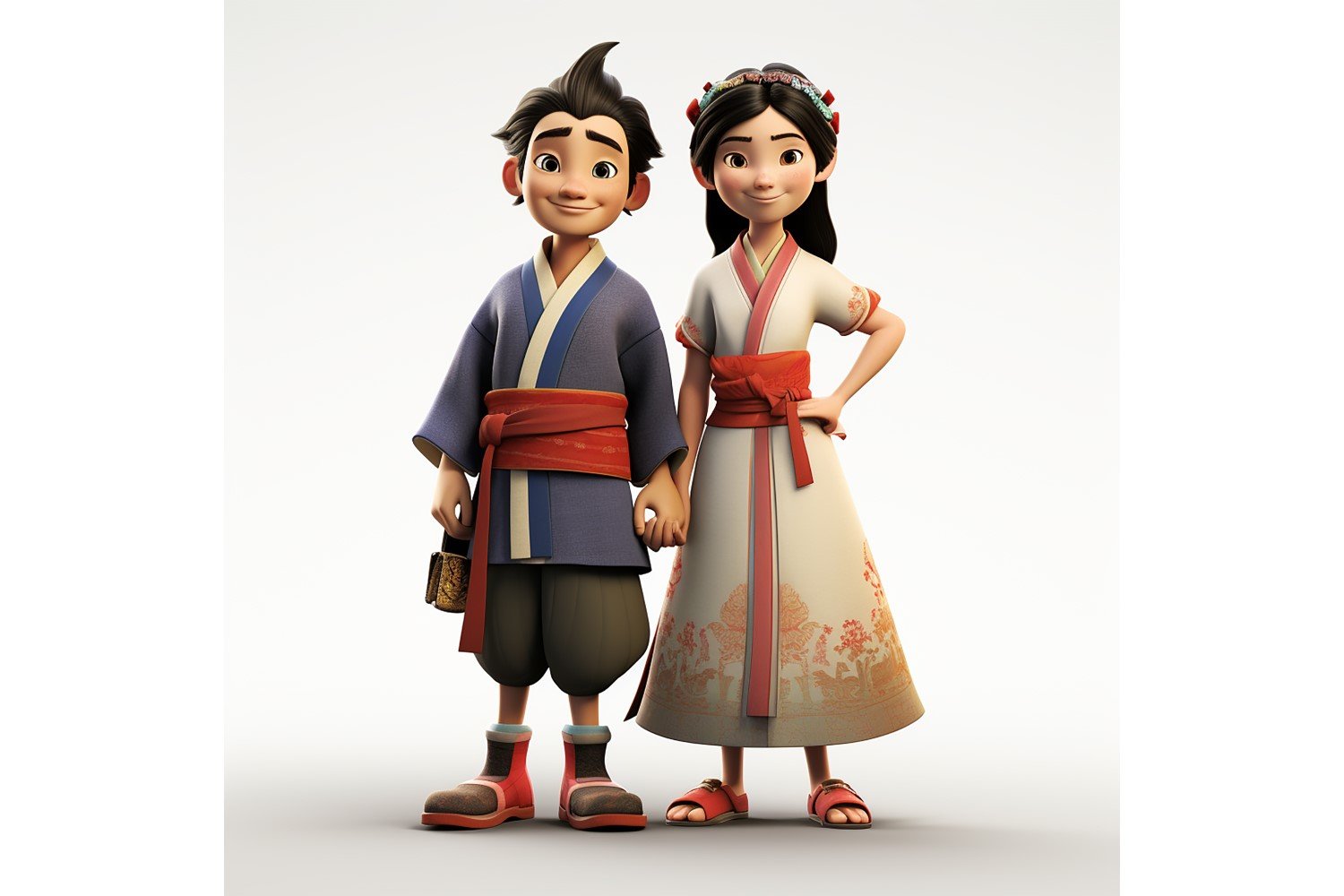 Boy And Girl Couple World Races In Traditional Cultural Dress 202