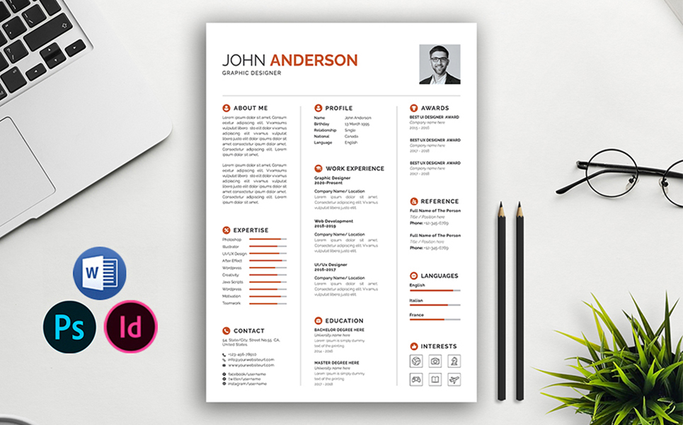 Best Indesign Resume and cover letter Template