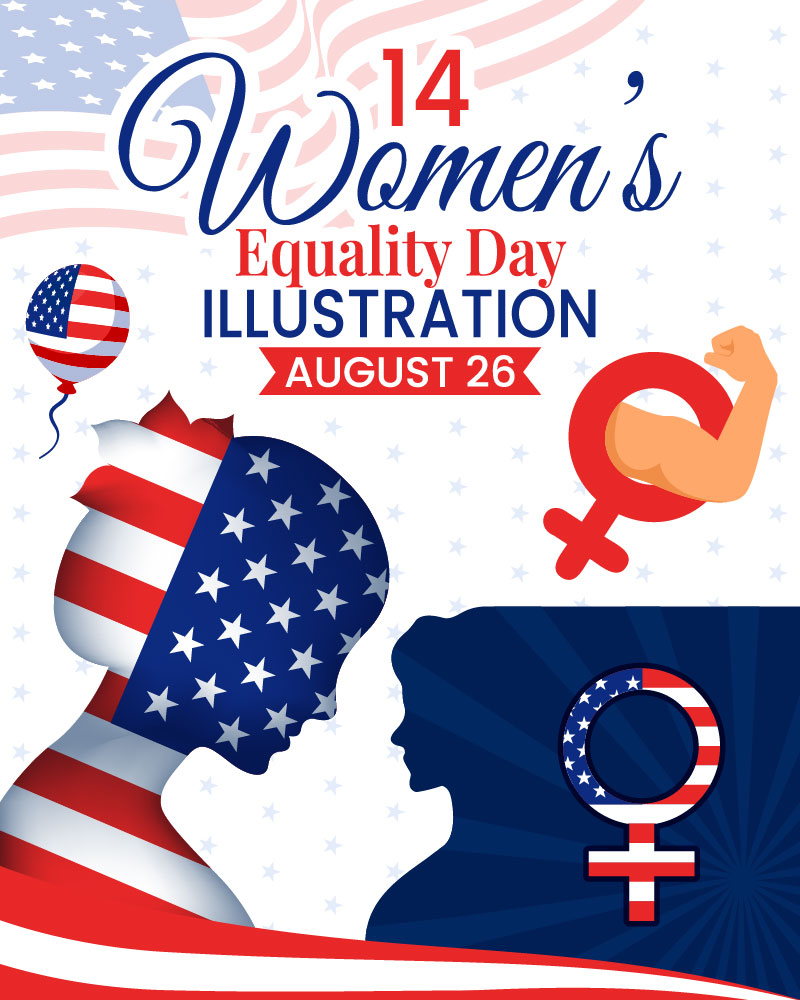 14 Women Equality Day in United States Illustration