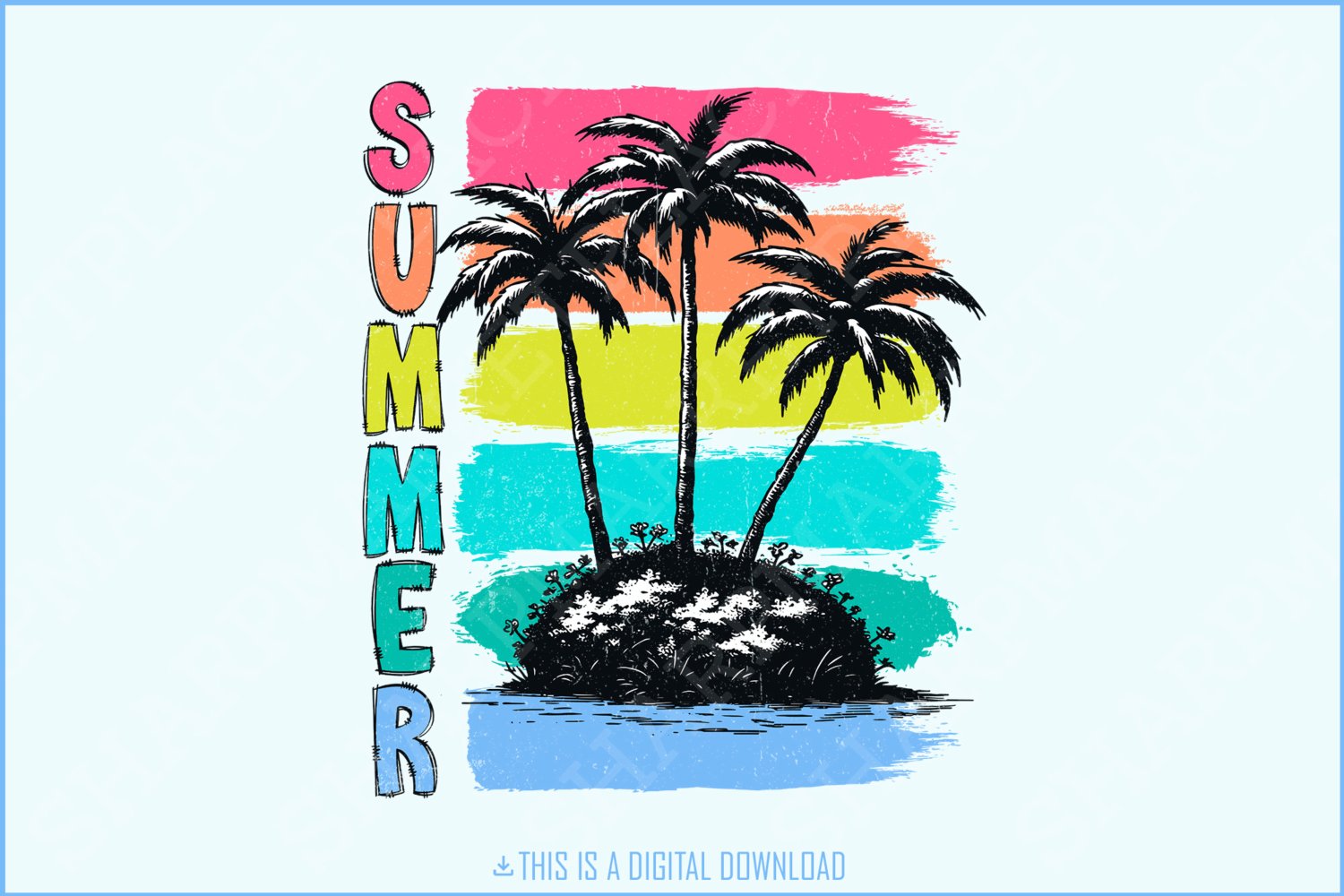 Summer Vibes PNG, Beach Vibes PNG, Hello Summer PNG, Bright Doodle, Lake Days png, Tropical Palm