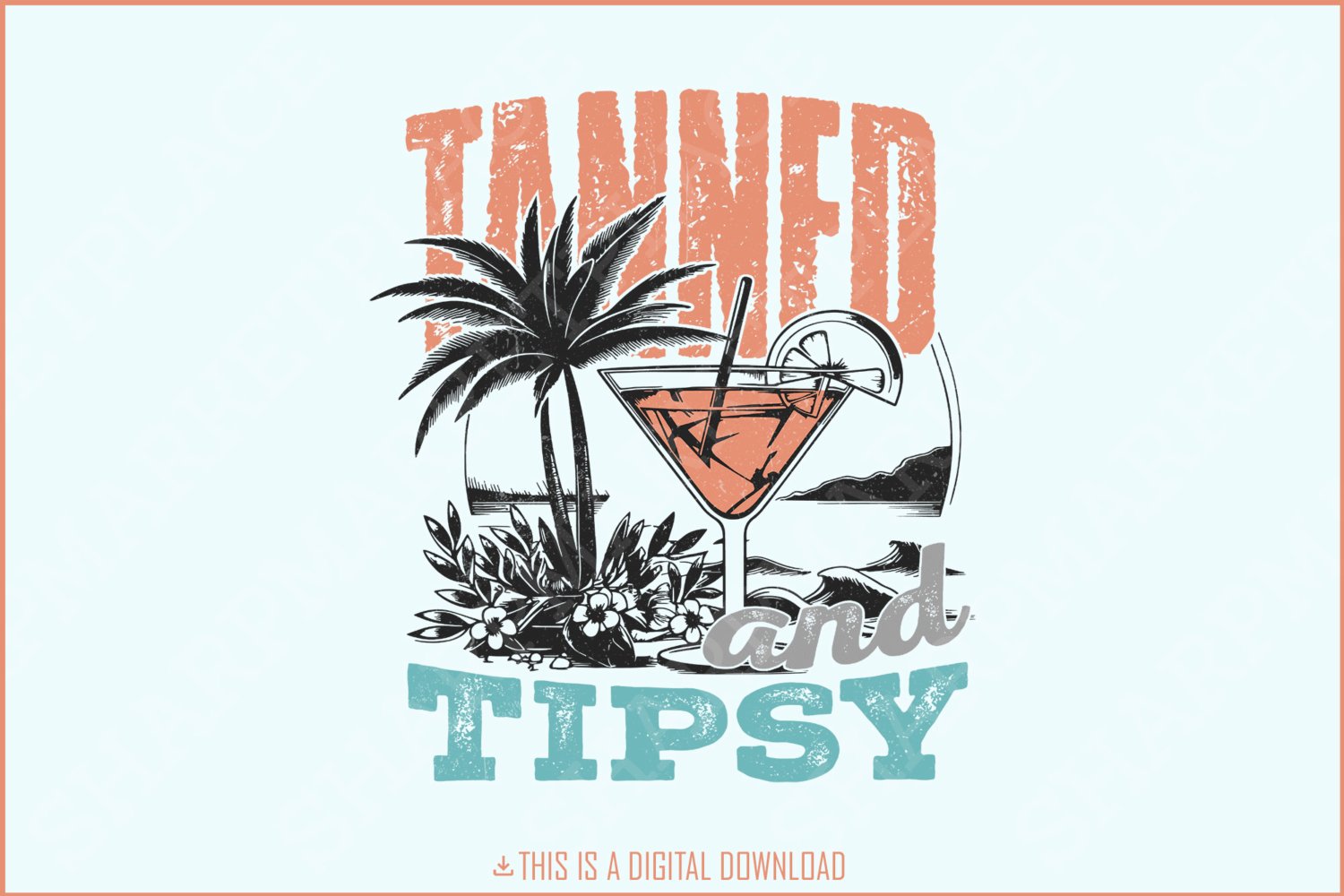 Tanned and Tipsy PNG, Summer PNG, Retro Summer png, Trendy Summer PNG, Beach png, Sublimation