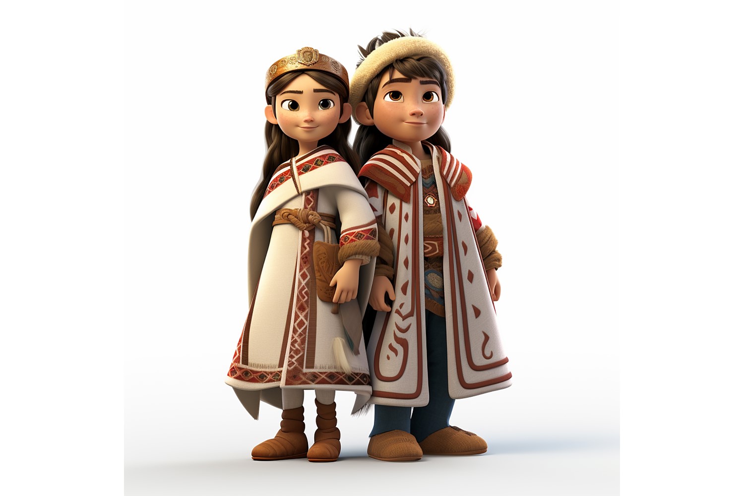 Boy And Girl Couple World Races In Traditional Cultural Dress 241