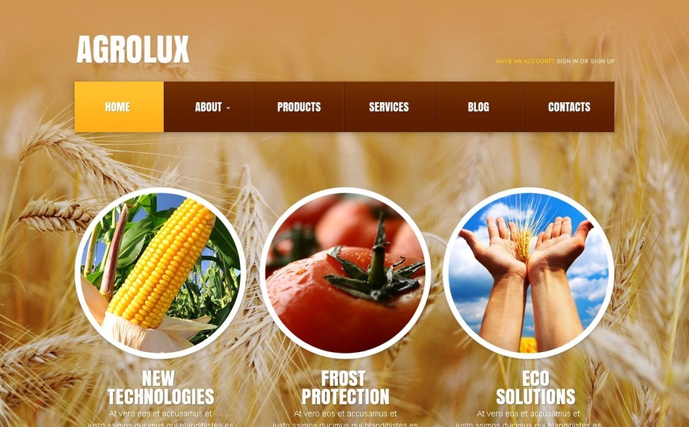 Agriculture Website Template #42679