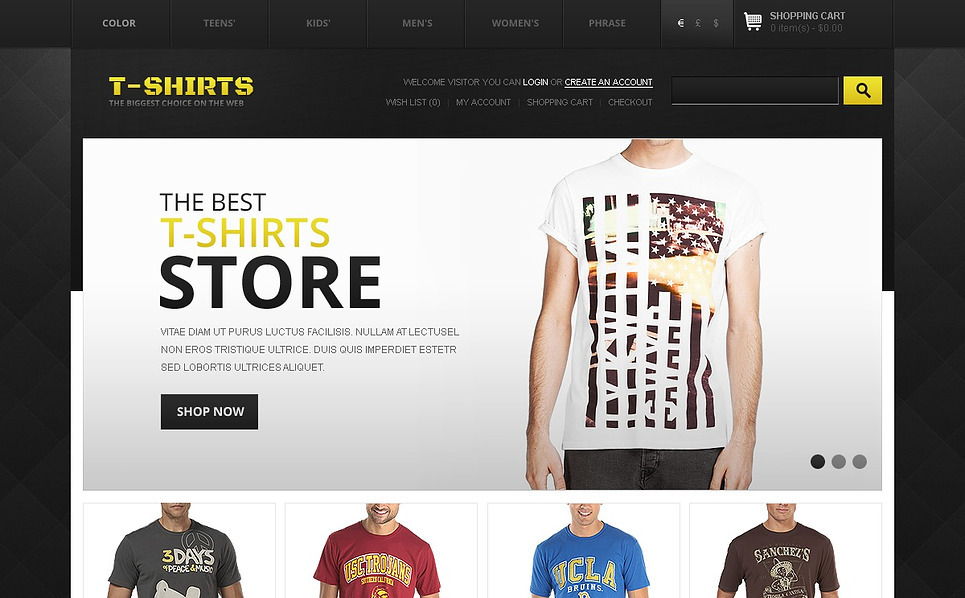 T-Shirts Store OpenCart Template #43339