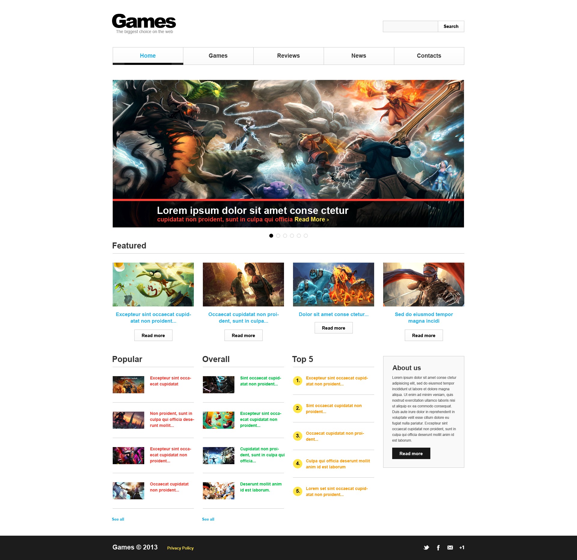 Games Responsive Website Template