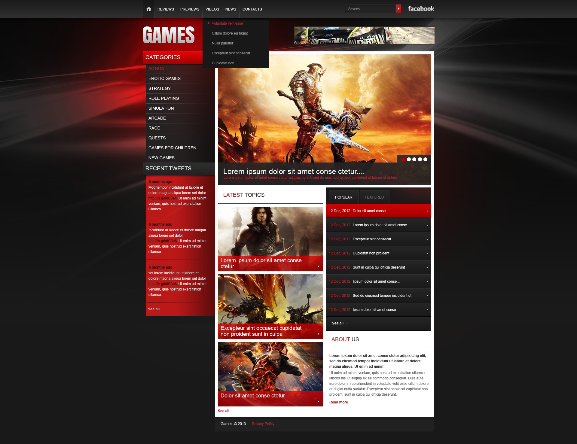 Games Website Template