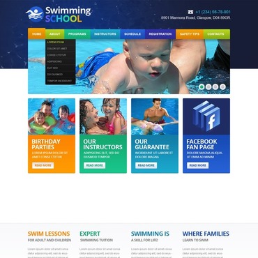 Swim Sport Responsive Website Templates 43794