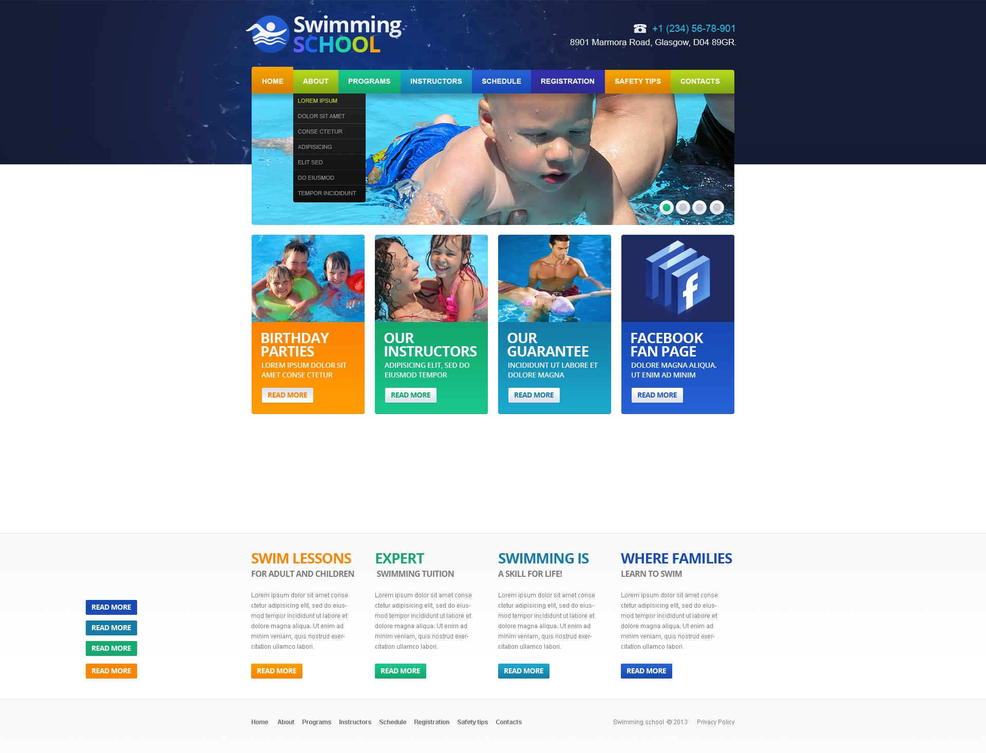 Swimming Responsive Website Template