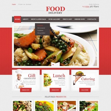 Delivery Catering Responsive Website Templates 44196