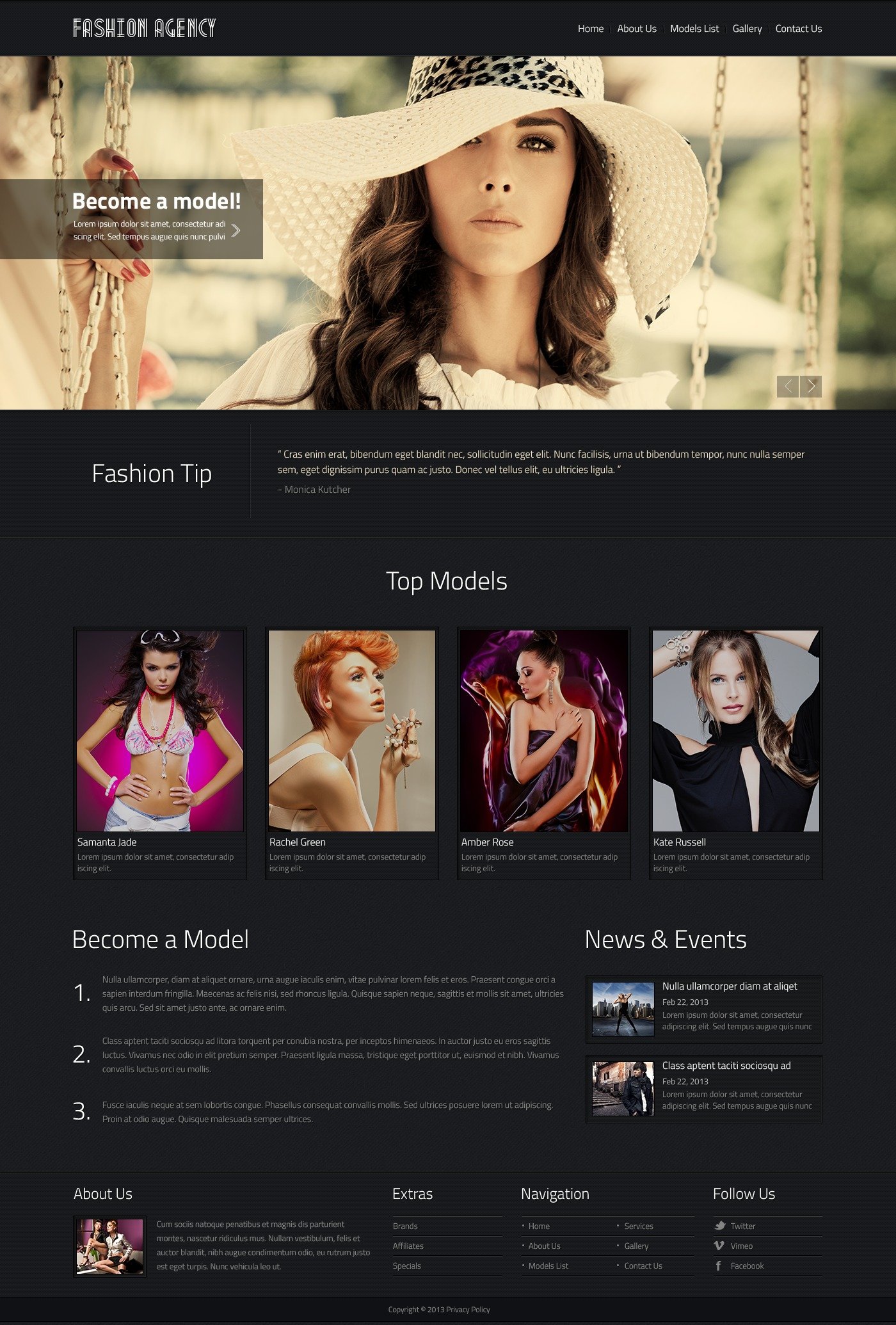 Model Agency Website Template