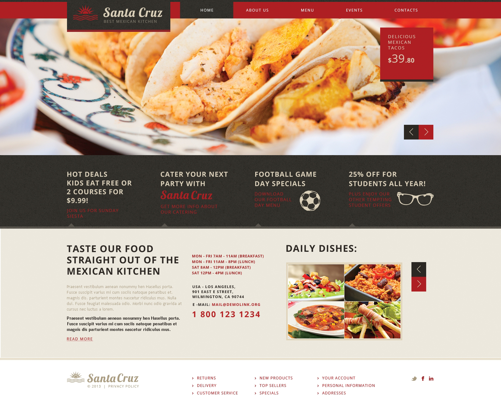 Mexican Restaurant Responsive Website Template