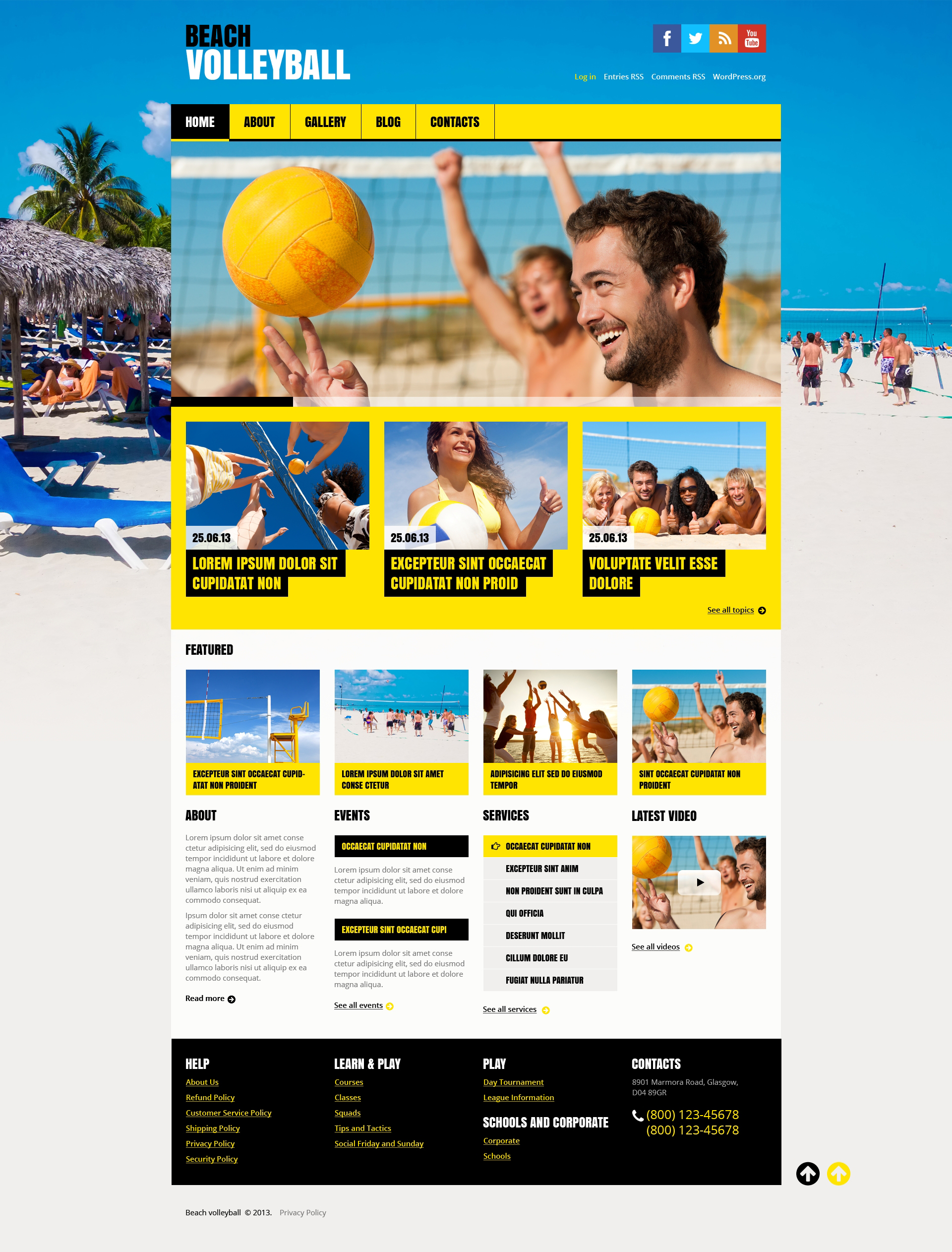 Flat Volleyball WordPress Theme