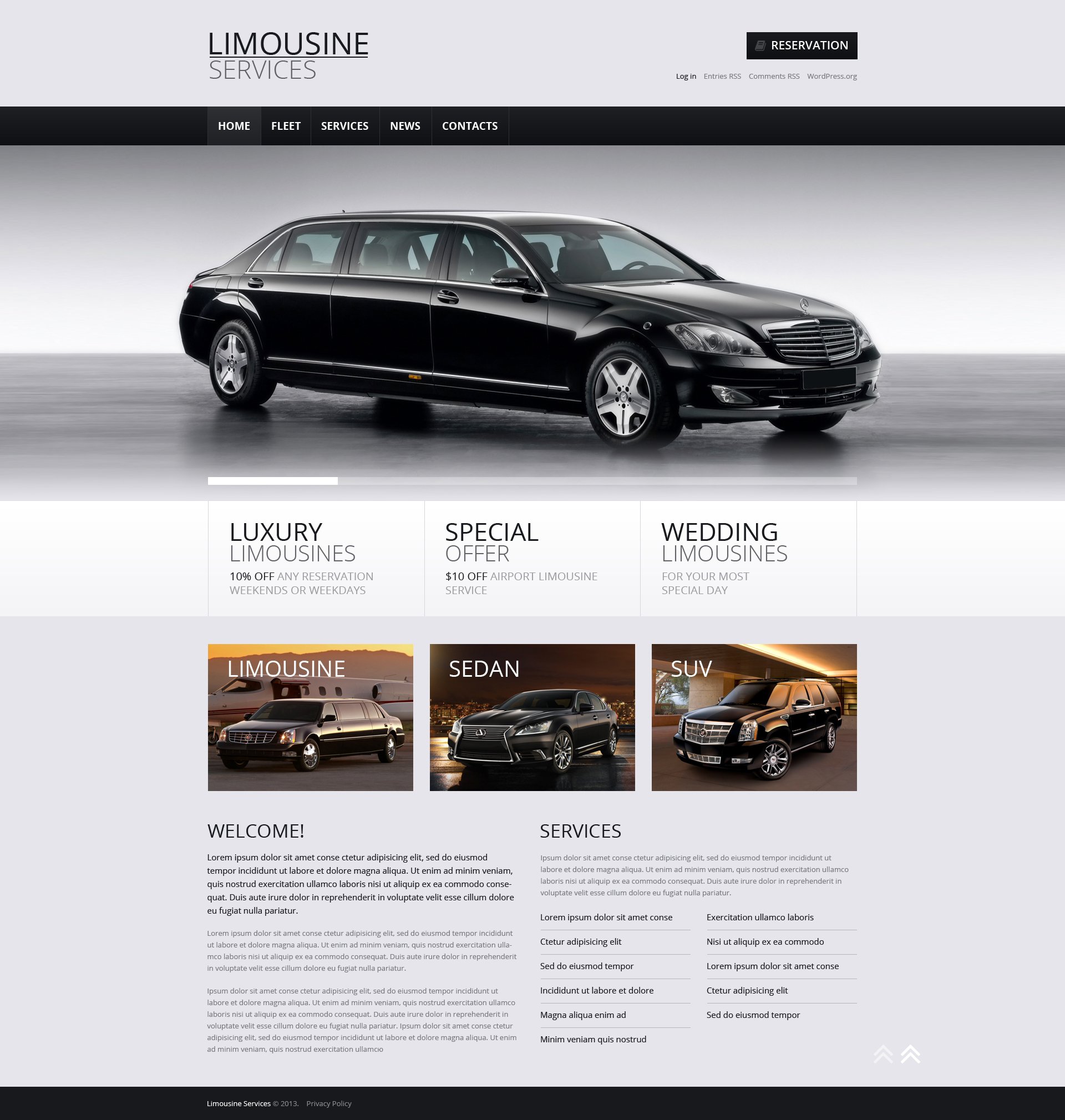 Limousine Rent Store WordPress Theme