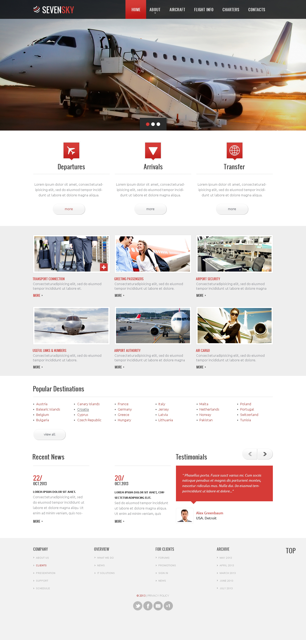 Private Airline Responsive Website Template