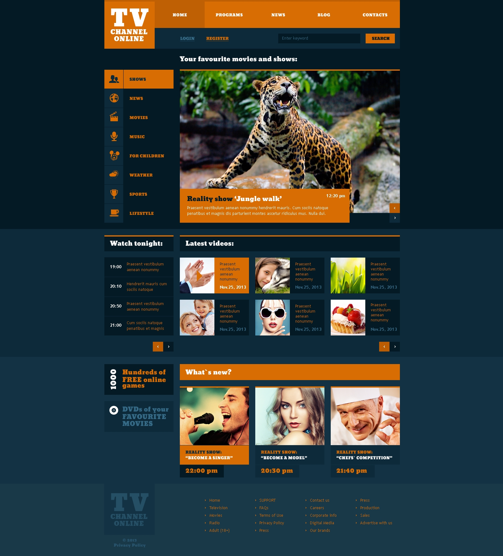 Fashionable TV Channel Website Template