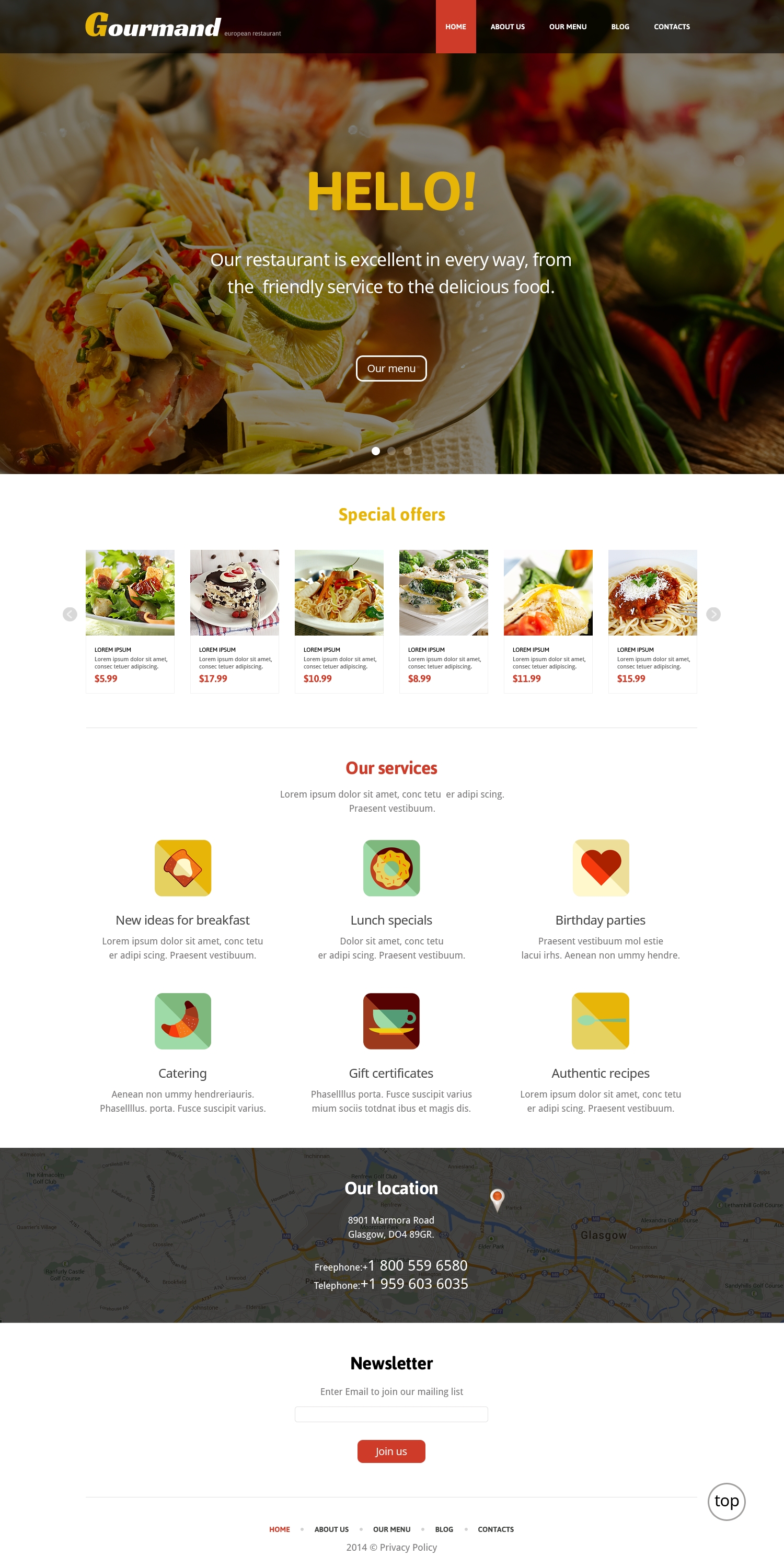 Gourmet Restaurant WordPress Theme