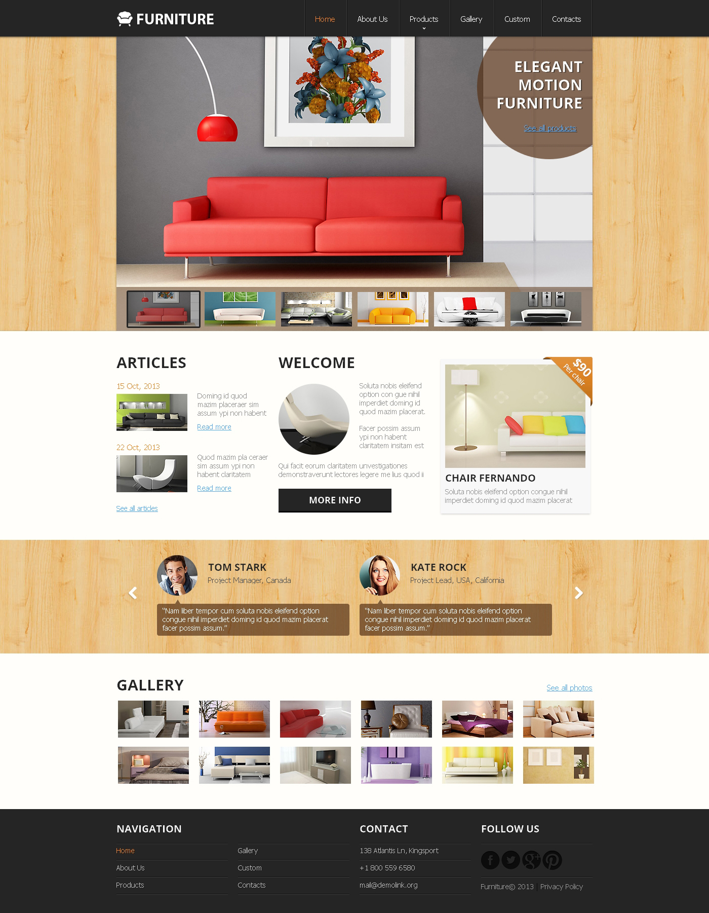 Furniture Responsive Website Template